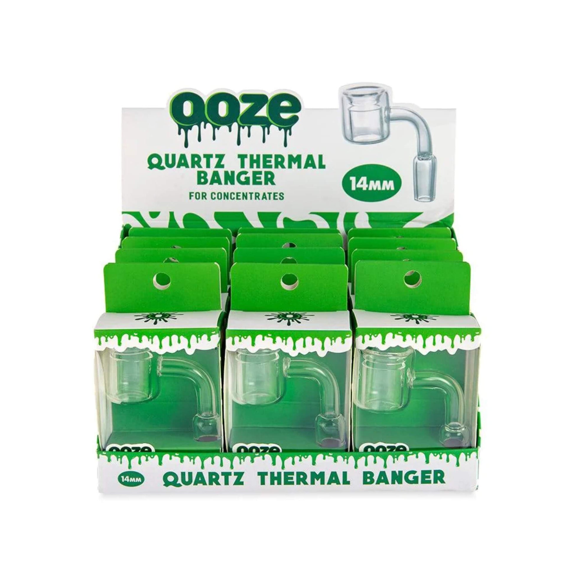 Ooze Thermal Banger Display - 90 Degree - 14mm - Male - Heavy Heads MN